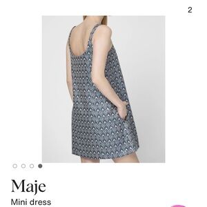 Maje Geometric Blue and Beige Mini Dress